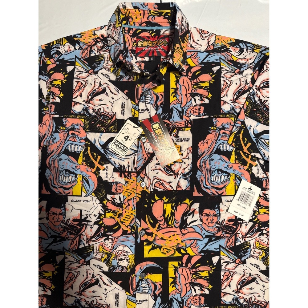 NWT Fresh Prints Of Tokyo‎ Mens Comic Book Print Button Down Shirt - Small